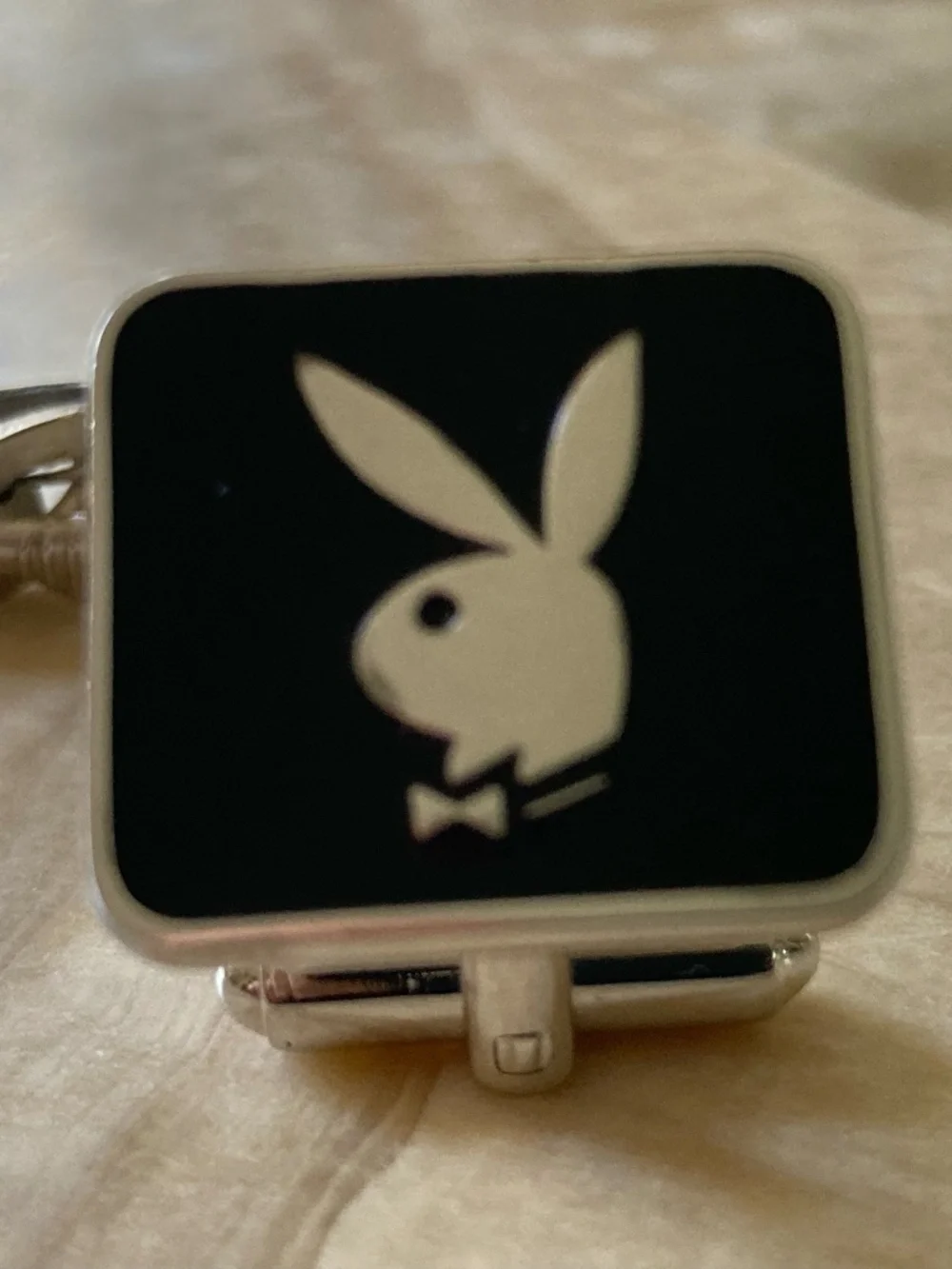 Vintage Playboy Bunny Single Cufflink & Tie Bar – Robbins Co. Attleboro – Black
